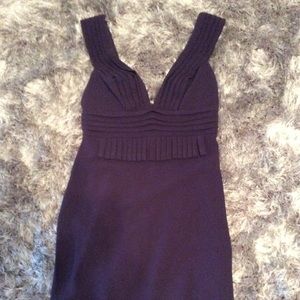 Black Halo midi purple dress with ruffle detail